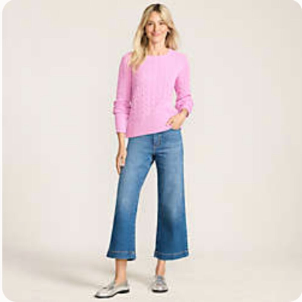 Land's End Recover Denim High Rise Wide Leg Crop Jeans Sz 14